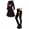 Holiday Women Outfit Christmas Elk Print Hooded Dress and Leggings Set - Noir S | US 4