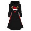 Holiday Women Outfit Christmas Elk Print Hooded Dress and Leggings Set - Noir S | US 4