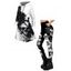 Gothic Women Outfit Skull Splash Ink Print Lace Up Hoodie Dress and Leggings Set - Blanc S | US 4
