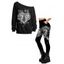 Gothic Outfit Skulls Heart Letter Print Skew Neck Sweatshirt and Leggings Set - Noir S | US 4