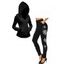 Women Outfit Button Up Cable Knit Hooded Cardigan and Snowflake Leggings Set - Noir S | US 4