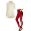 Women Outfit Solid Color Cowl Neck Sweater and Snowflake Legging Set - Beige S | US 4