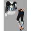 Snowman Snowflake Print Hollow Out Sweater and Leggings Christmas Outfit - Noir S | US 4