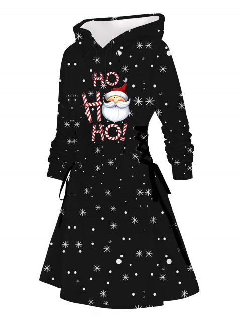 Robe à capuche de Noël Père Noël Flocon de neige Lettre Imprimé Robe à capuche à lacets