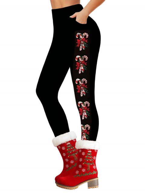Leggings de Noël Leggings skinny imprimés cannes de bonbon