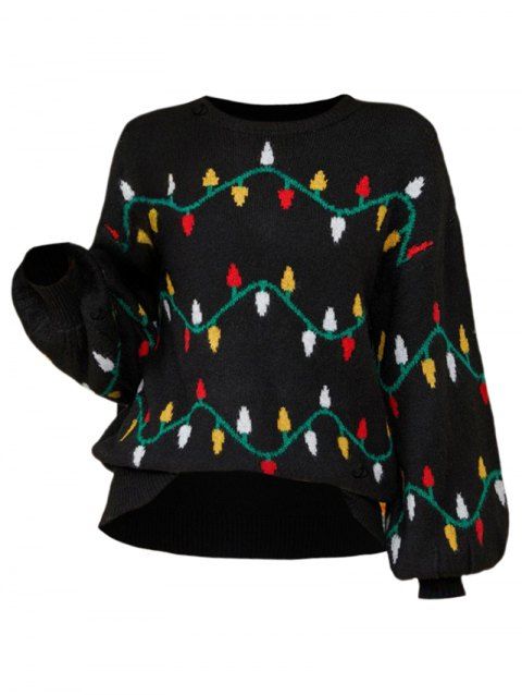 Sweat-shirt de vacances à manches lanternes et imprimé sapin de Noël