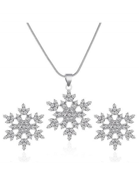 Ensemble collier et boucles d'oreilles flocon de neige en strass, accessoires de Noël