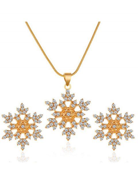 Ensemble collier et boucles d'oreilles flocon de neige en strass, accessoires de Noël