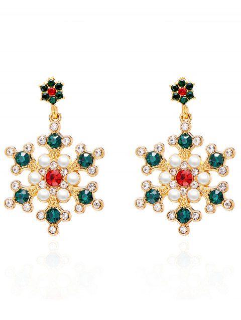 Boucles d'oreilles de Noël en fausses perles et flocons de neige