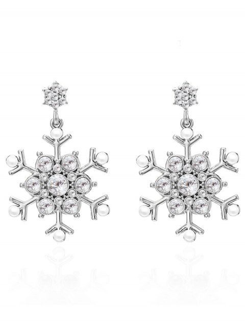 Boucles d'oreilles de Noël en fausses perles et flocons de neige