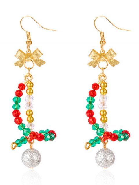 Boucles d'oreilles de fête de Noël en forme de cloche et de nœud papillon en perles colorées