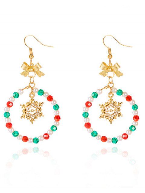 Boucles d'oreilles de fête de Noël en forme de cloche et de nœud papillon en perles colorées