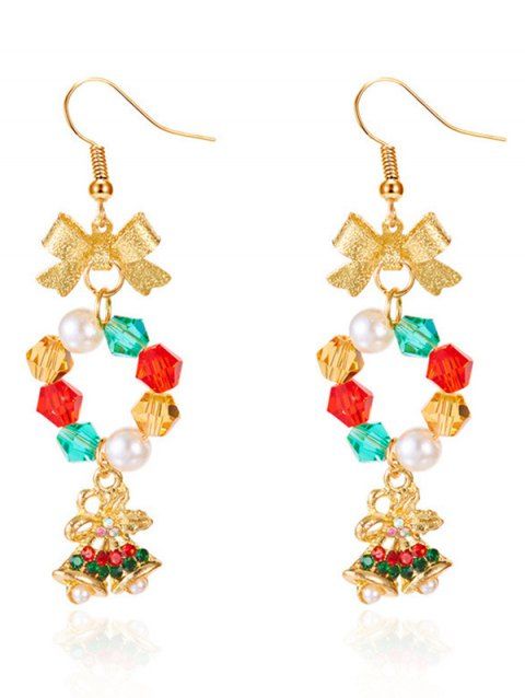 Boucles d'oreilles de fête de Noël en forme de cloche et de nœud papillon en perles colorées