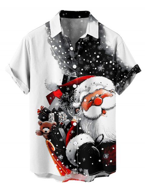 Chemise de Noël pour homme, imprimé flocon de neige et Père Noël colorblock