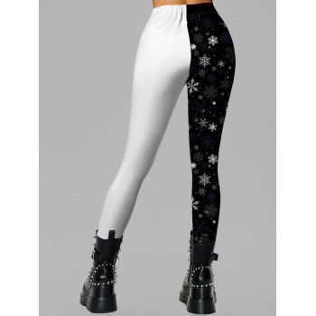 Christmas Women Outfit Snowman Print Hoodie Dress and Colorblock Leggings Set