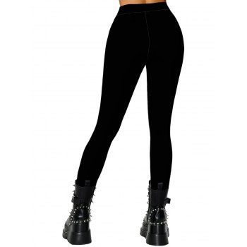 Christmas Leggings Candy Cane Print Skinny Leggings