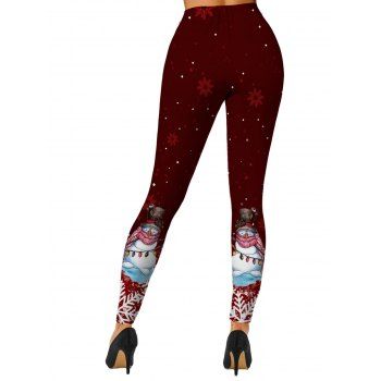 Christmas Leggings Snowflake Snowman Print Skinny Leggings