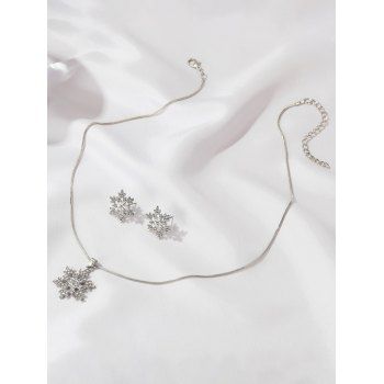 Christmas Accessories Rhinestone Snowflake Necklace Earrings Set