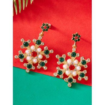 Christmas Earrings Faux Pearl Gem Snowflake Earrings