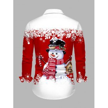 Christmas Couple Outfit Snowman Snowflake Print Colorblock Dress and Shirt Set
