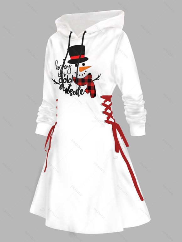 Christmas Women Outfit Elk Pattern Hooded Dress and Leggings Set - Blanc S | US 4