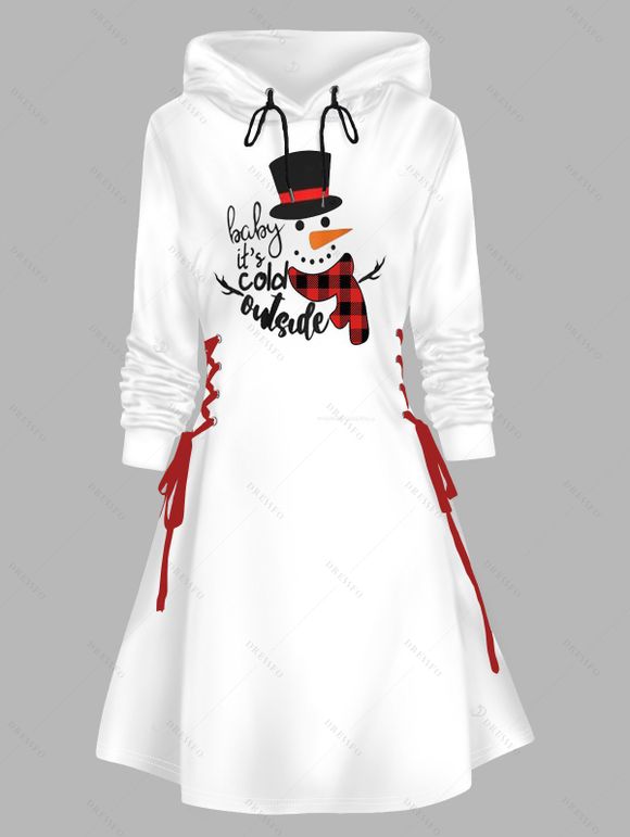 Christmas Women Outfit Elk Pattern Hooded Dress and Leggings Set - Blanc S | US 4