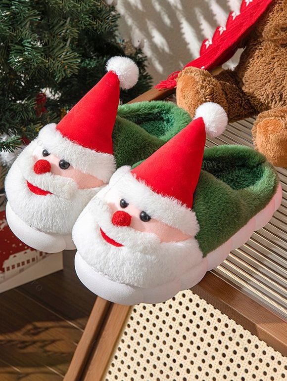 Cute Santa Claus Thick Platform Antiskid Christmas Slippers - Vert EU (36-37)