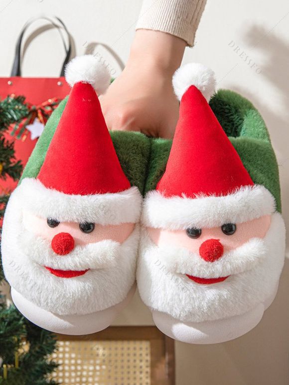 Cute Santa Claus Thick Platform Antiskid Christmas Slippers - Vert EU (42-43)