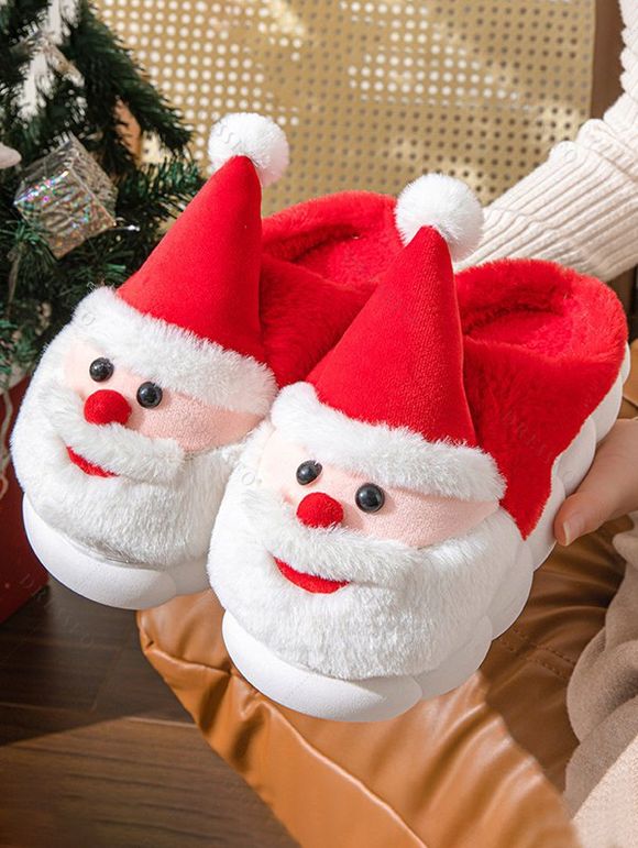 Cute Santa Claus Thick Platform Antiskid Christmas Slippers - Rouge EU (36-37)