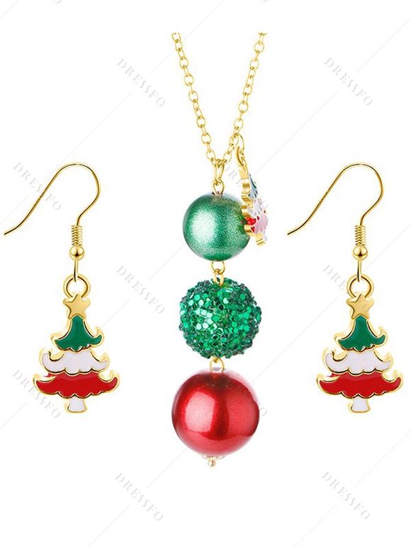 Accessoires de Noël Ensemble collier et boucles d'oreilles en canne colorée du Père Noël - multicolor C 
