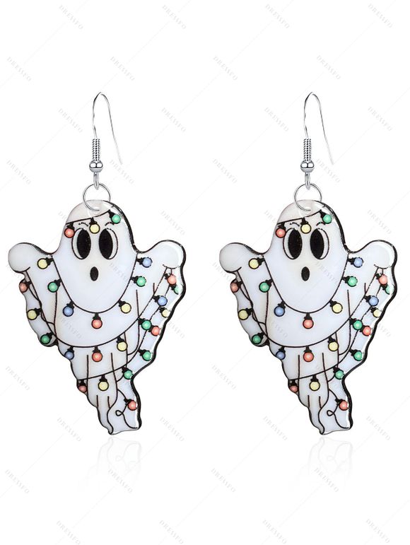 Boucles d'oreilles de Noël, imprimé chat et flocon de neige, boucles d'oreilles de fête - Blanc 