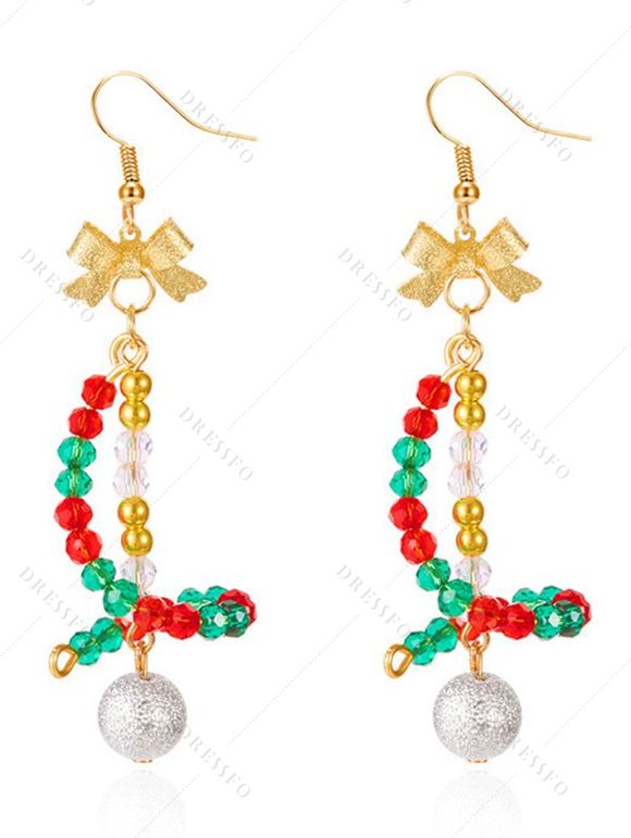 Boucles d'oreilles de fête de Noël en forme de cloche et de nœud papillon en perles colorées - multicolor B 