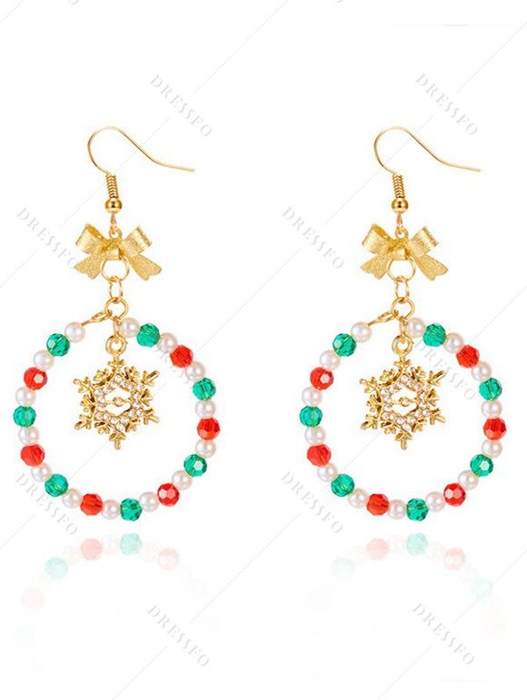 Boucles d'oreilles de fête de Noël en forme de cloche et de nœud papillon en perles colorées - multicolor C 