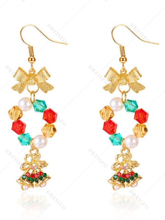 Boucles d'oreilles de fête de Noël en forme de cloche et de nœud papillon en perles colorées - multicolor D 