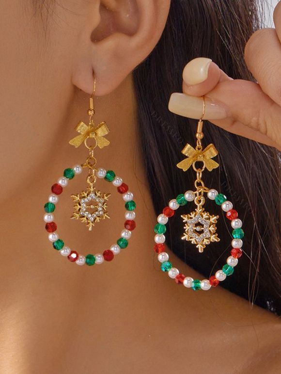Boucles d'oreilles de fête de Noël en forme de cloche et de nœud papillon en perles colorées - multicolor C 