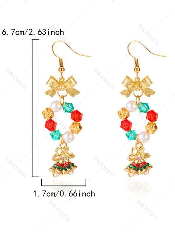 Boucles d'oreilles de fête de Noël en forme de cloche et de nœud papillon en perles colorées - multicolor D 