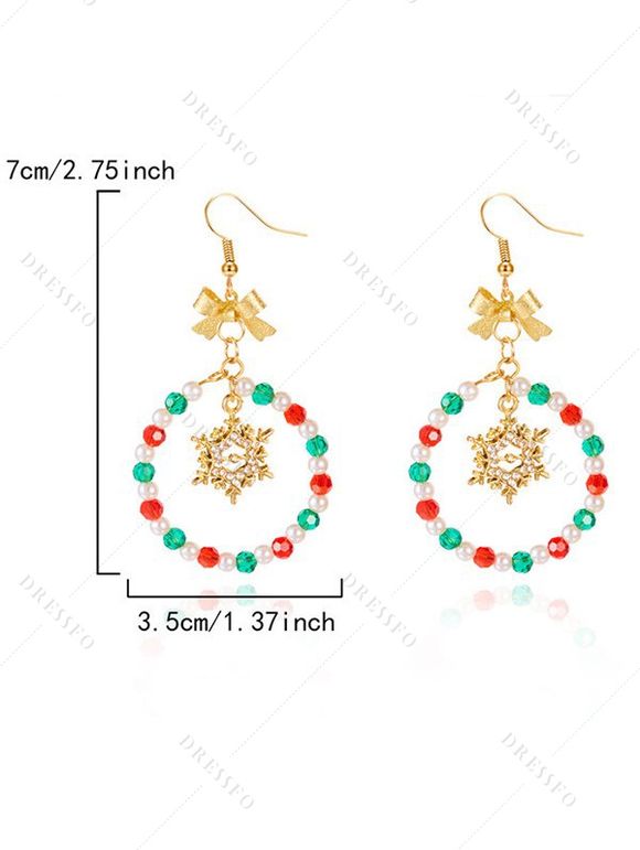 Boucles d'oreilles de fête de Noël en forme de cloche et de nœud papillon en perles colorées - multicolor C 
