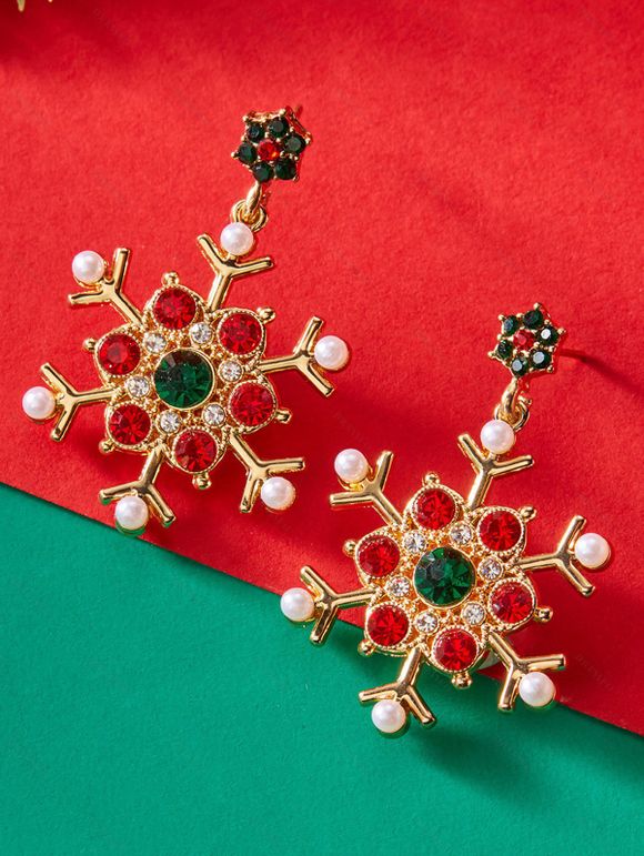 Boucles d'oreilles de Noël en fausses perles et flocons de neige - multicolor A 