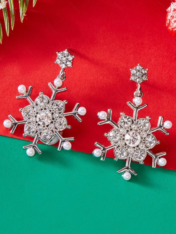 Boucles d'oreilles de Noël en fausses perles et flocons de neige - multicolor B 