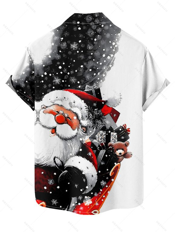 Chemise de Noël pour homme, imprimé flocon de neige et Père Noël colorblock - Noir XL