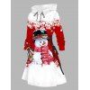 Christmas Couple Outfit Snowman Snowflake Print Colorblock Dress and Shirt Set - Rouge S | US 4