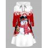 Christmas Couple Outfit Snowman Snowflake Print Colorblock Dress and Shirt Set - Rouge S | US 4