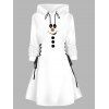 Robe à capuche de Noël à imprimé géométrique bonhomme de neige Robe à capuche à lacets - Blanc XXL | US 14