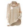 Pull de couleur unie en maille torsadée à col roulé et ajouré - Beige XL | US 10