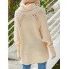 Pull de couleur unie en maille torsadée à col roulé et ajouré - Beige XL | US 10