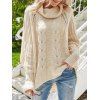 Pull de couleur unie en maille torsadée à col roulé et ajouré - Beige XL | US 10
