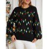Sweat-shirt de vacances à manches lanternes et imprimé sapin de Noël - Noir XL | US 10