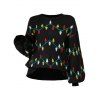 Sweat-shirt de vacances à manches lanternes et imprimé sapin de Noël - Noir XL | US 10