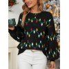 Sweat-shirt de vacances à manches lanternes et imprimé sapin de Noël - Noir XL | US 10