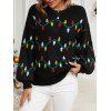 Sweat-shirt de vacances à manches lanternes et imprimé sapin de Noël - Noir XL | US 10